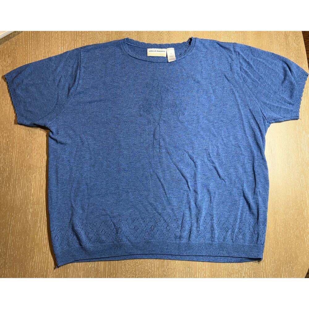 Alfred Dunner Women’s Blue Short Sleeve Textured‎ Knit Sweater Pullover Size 3X